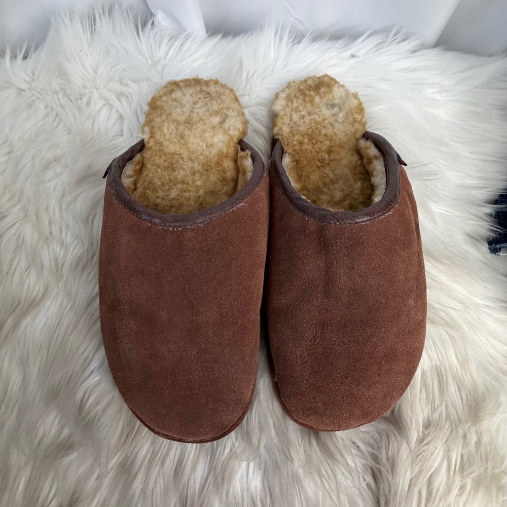Red Wing Shoes Mens Brown Suede Scuff Slippers Faux Shearling XL 12-13